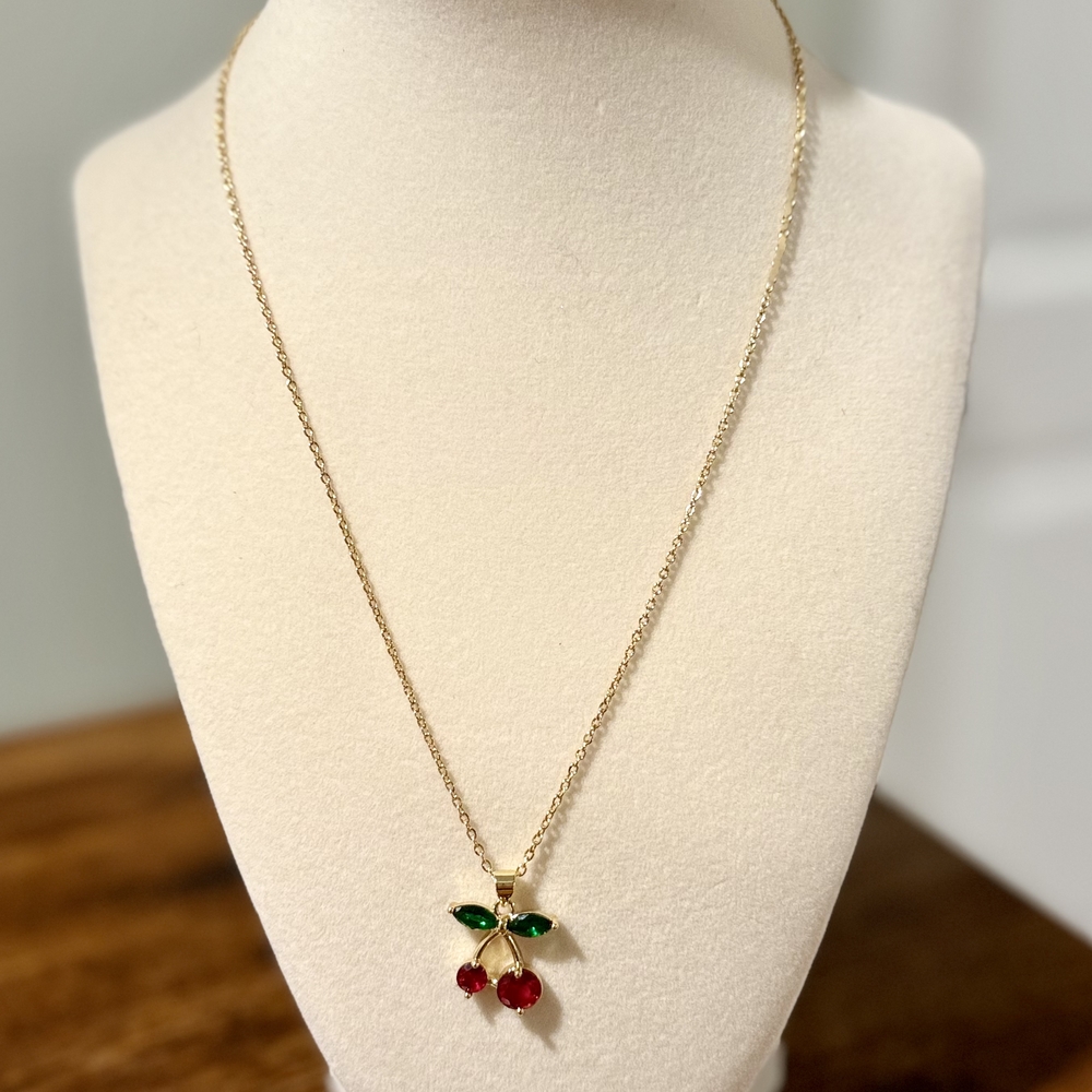 Elegant Gold Cherry Pendant Necklace